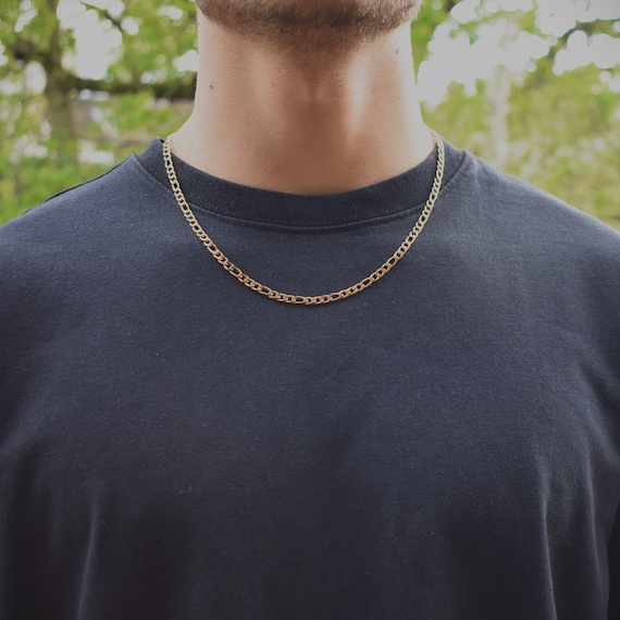 Nike Swoosh Logo Pendant with 18 Figaro Chain in 14k Yellow Gold