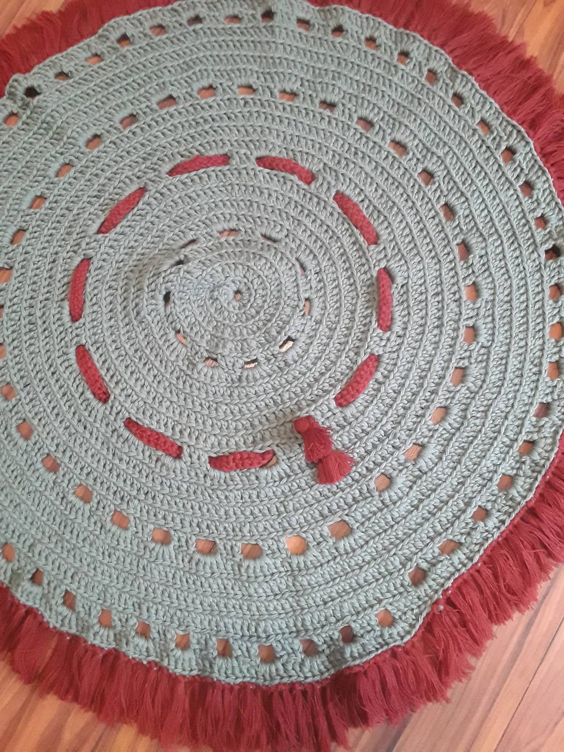 Hand Made Crocheted Wool Rug Etsy