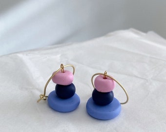 JANA blue-pink// Polymer clay earrings handmade in Barcelona