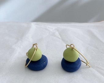 JANA blue-green// Polymer clay earrings handmade in Barcelona