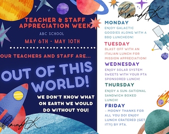 Space Teacher Appreciation Week editable *canva*