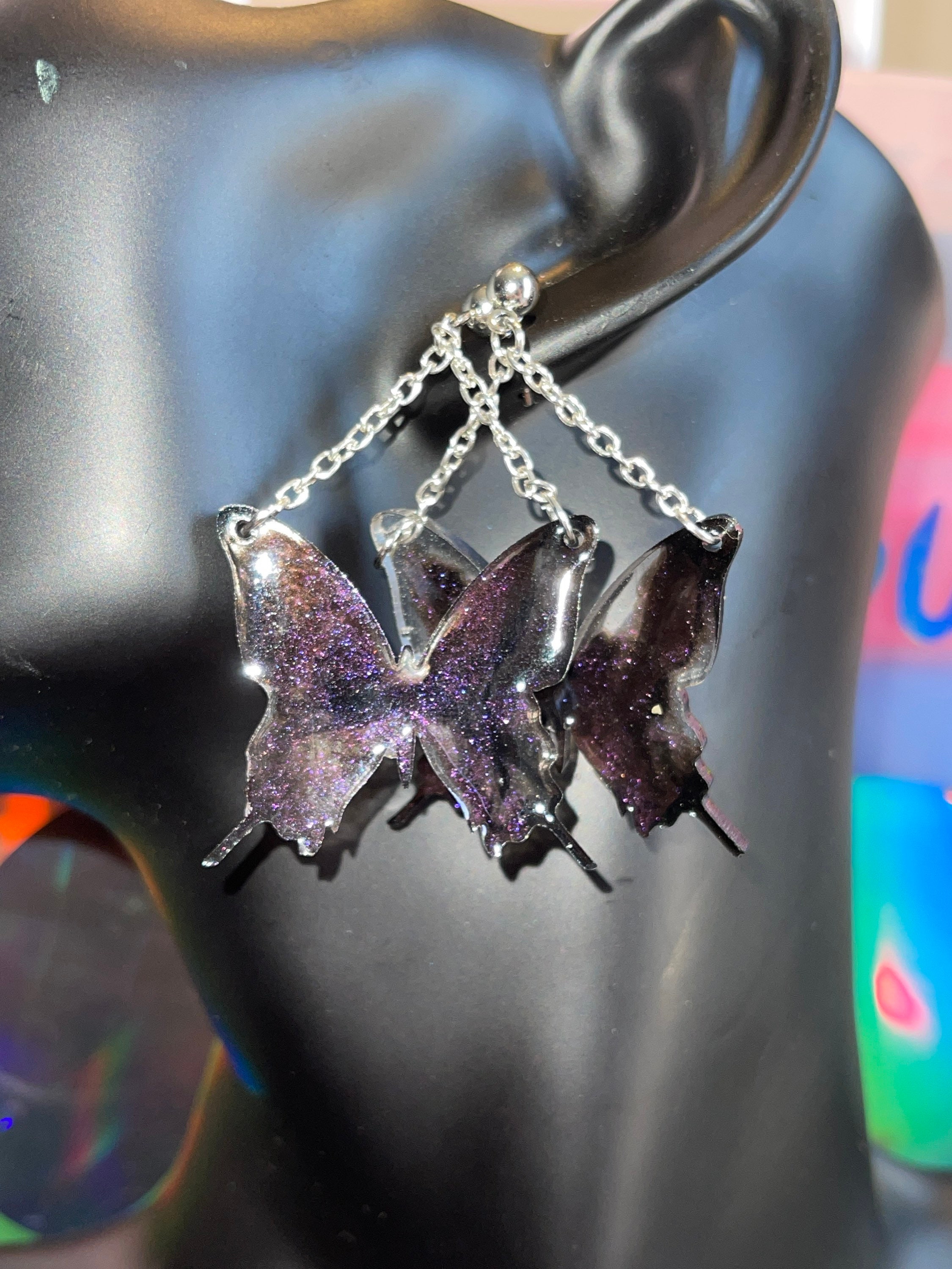 Butterfly resin earrings Etsy