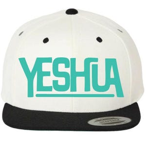 Yeshua Hat: Christian Messianic Hebrew Gift Natural/Teal