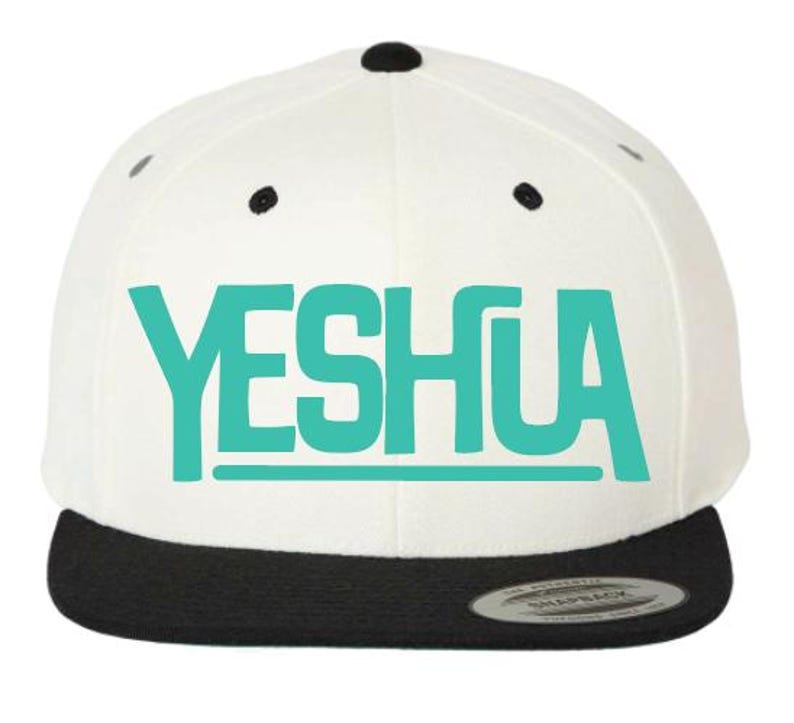 Yeshua Hat: Christian Messianic Hebrew Gift Natural/Teal