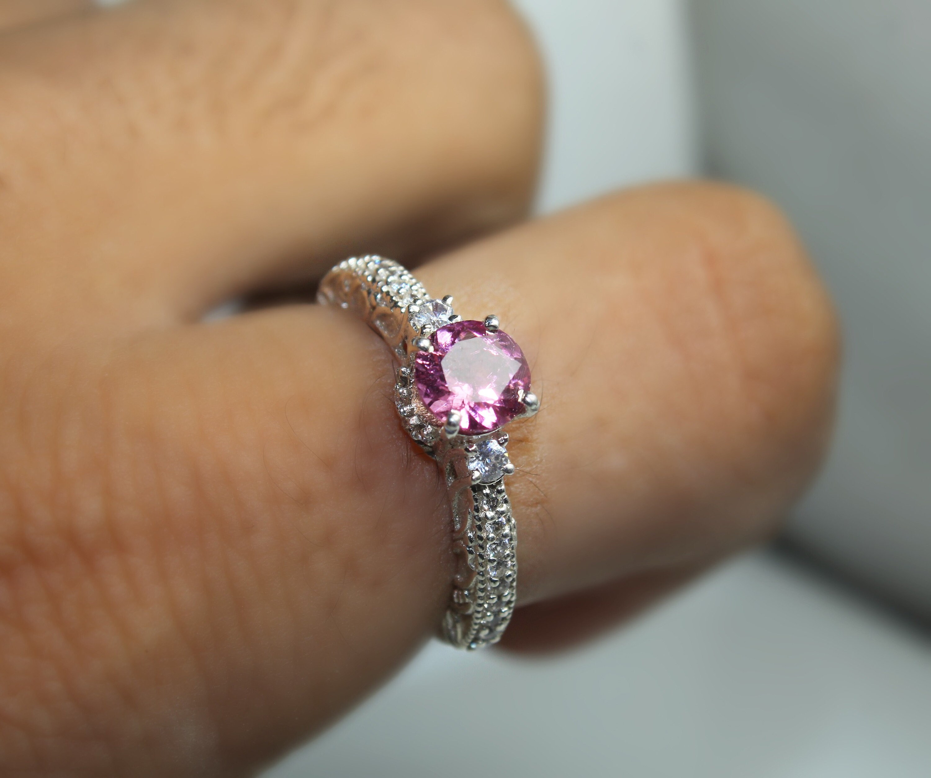 Pink Zircon Ring Zircon Silver Ring Zircon Handmade Ring Etsy