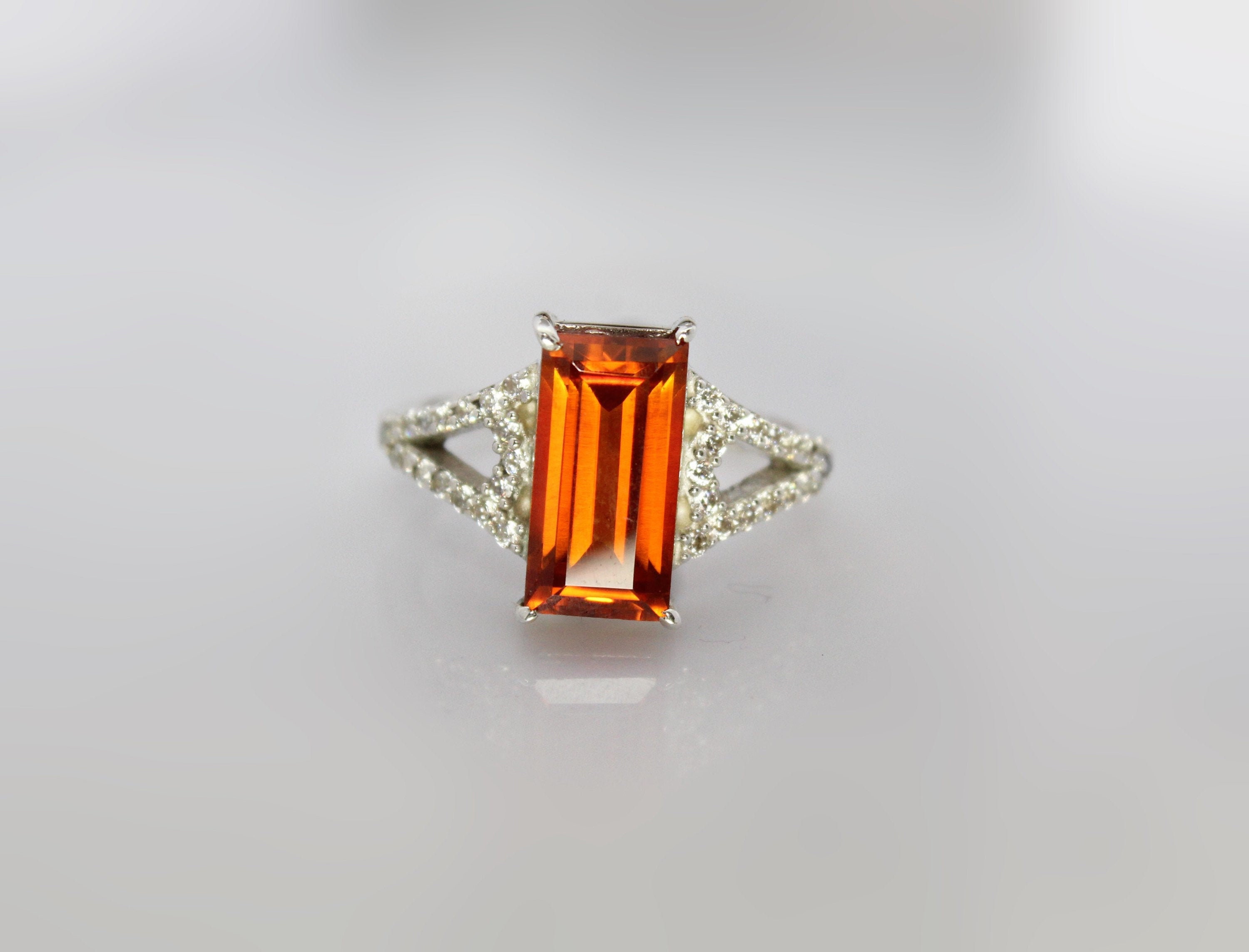 Orange Zircon Ring 925 Sterling Silver Handmade Ring Etsy