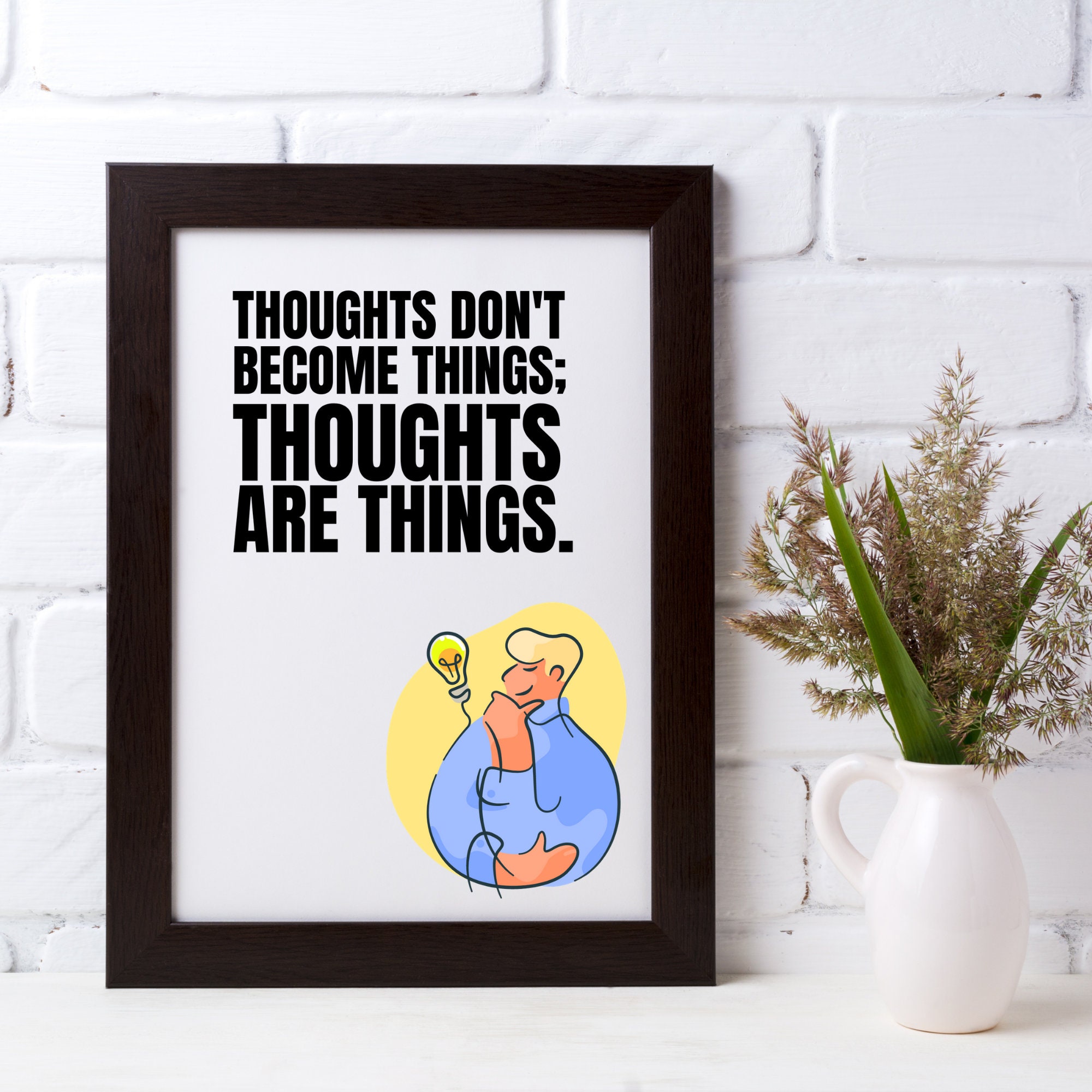 Your Powerful Thoughts Poster Inspirational Wall Art Dorm Etsy