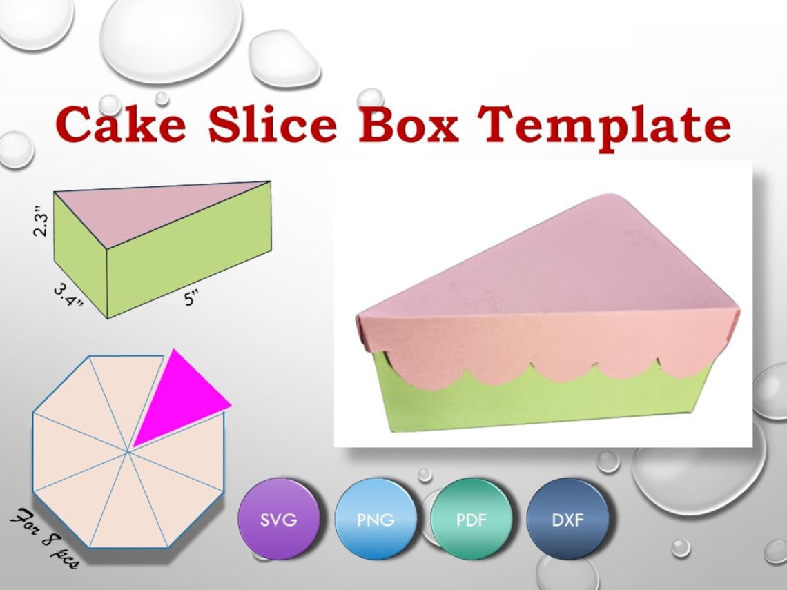 Cake Slice Box Template, Cake Slice Favor Box SVG, DXF, Png, PDF A4/ 8