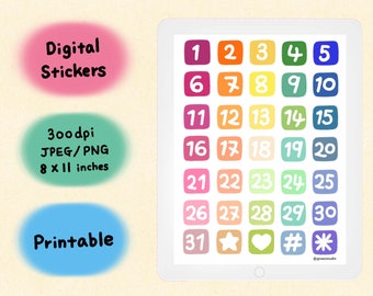 Number Sticker Invidual Digital Stickers, Digital Planner Stickers, Goodnotes Stickers, Number ...