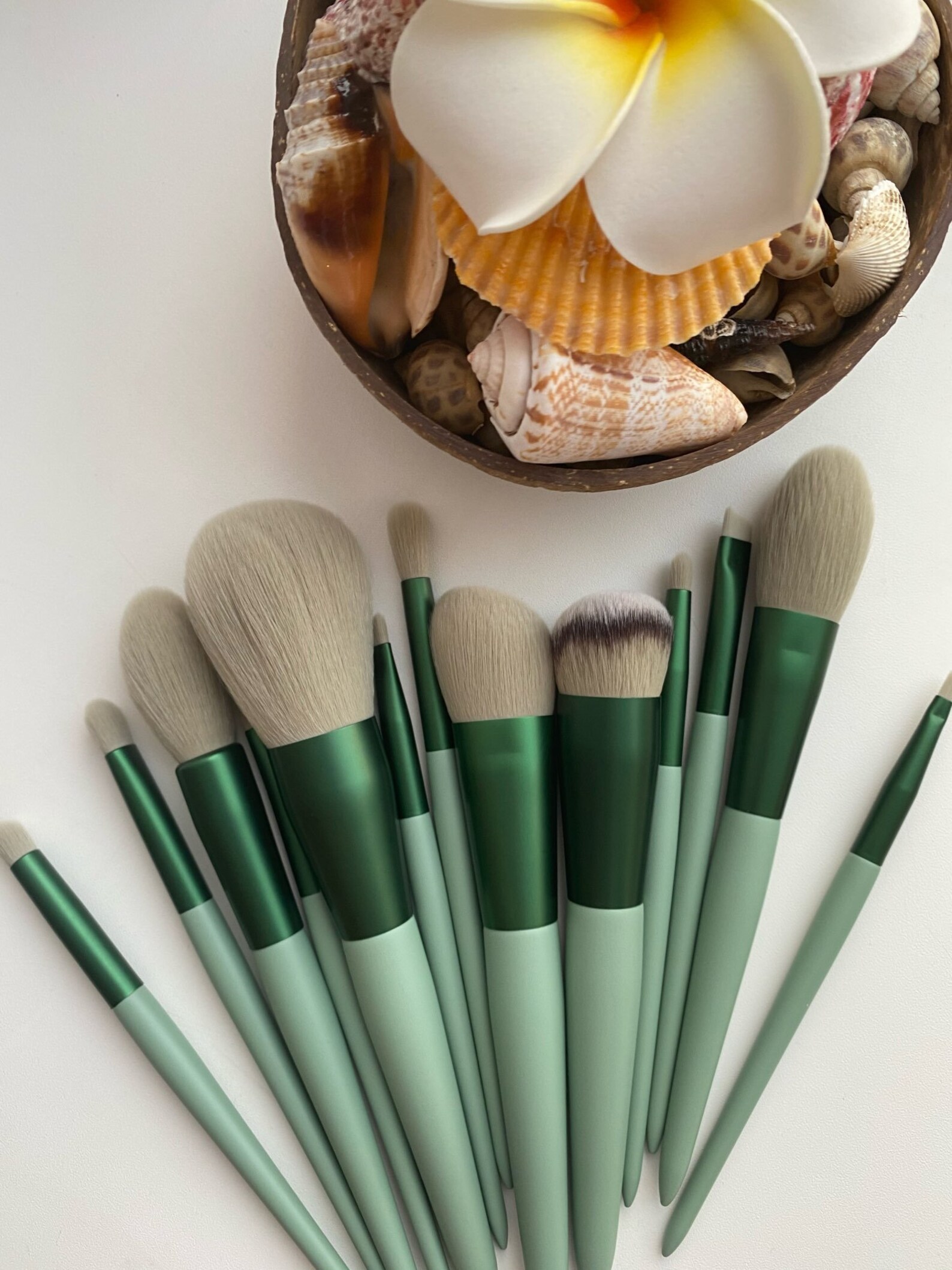 13 pcs Soft Green Premium Cosmetics Makeup Brush Set Luxury Etsy
