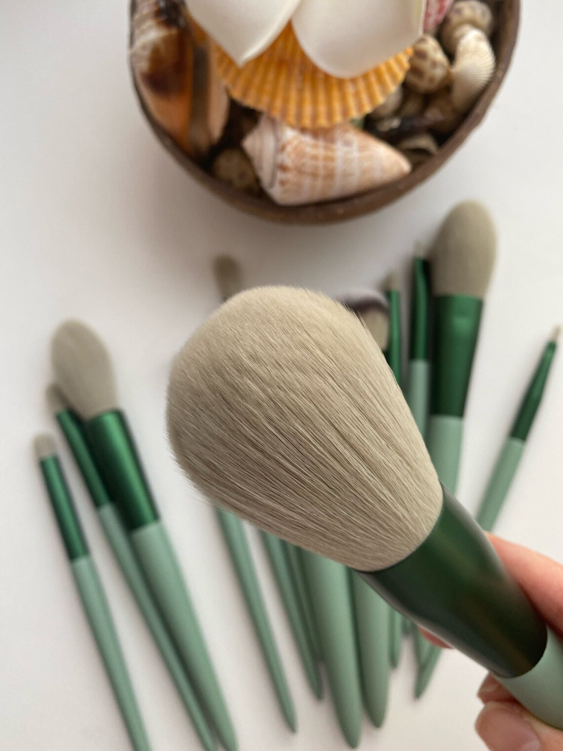 13 pcs Soft Green Premium Cosmetics Makeup Brush Set Luxury Etsy