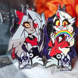 Charlie and Vaggie Portrait pins in-hands