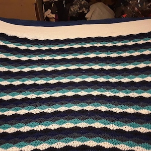 Stunning Ocean Ripple Crochet Baby Blanket - Customizable and Made to Order