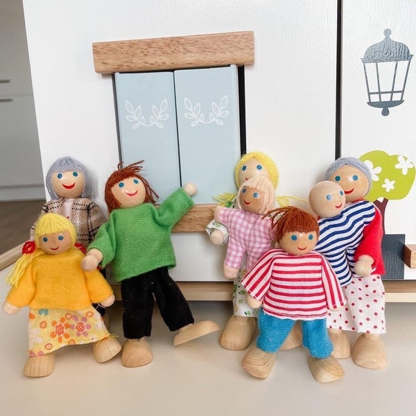 Wooden Doll House Family, Play House Dolls, Miniature Play, Home Corner Play House, Wooden Play Family, Montessori Toys