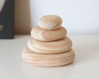 Stacking Stones, Pebble Stones, Wooden Toys, Wooden Stacking Stones, Balancing Stones, Montessori Play, Nursery Decor, Open Ended Play