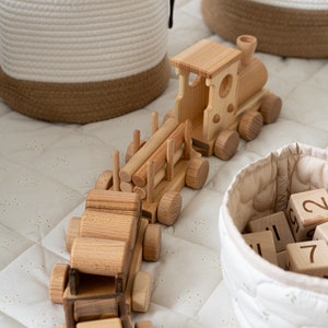 Wooden Pull Along Toy, Wood Train, Nursery Decor Boy, Stacking Train, Montessori Toy Train ...