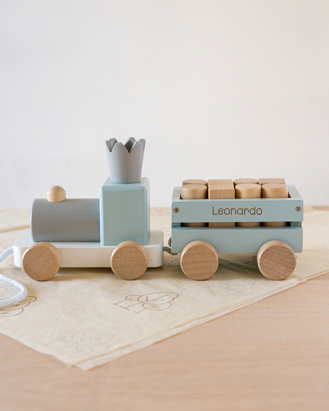 Wooden Pull Along Toy, Wood Train, Nursery Decor Boy, Stacking Train, Montessori Toy Train ...