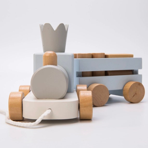 Petit train en bois 25 cm avec 3 wagons aimantés Jouet en bois - Un jeux  des jouets