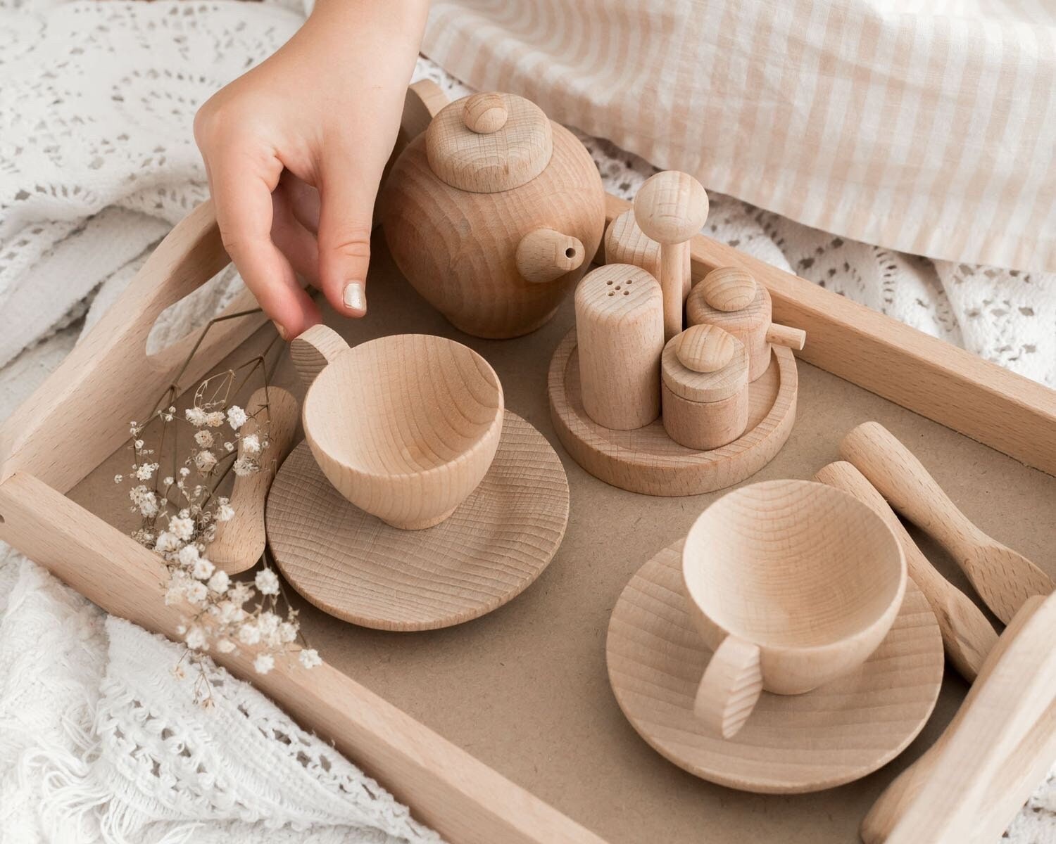 Children's Kitchen Accessories Wood Tea Set Mint -  Israel