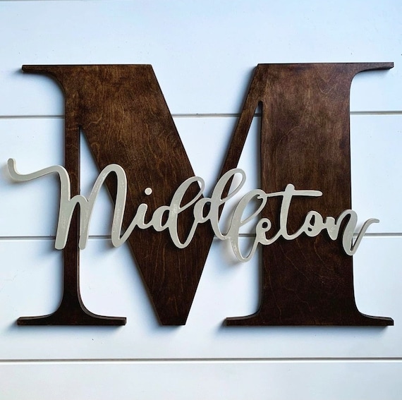 Wood Letter Family Name Sign | Custom Surname Sign | Personalized Wedding Gift | Housewarming Gift | Wood Letter with Name | Wood Letter
