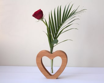 Estación de propagación de plantas con forma de corazón de madera / Germinador de raíces decorativo de madera maciza de arce