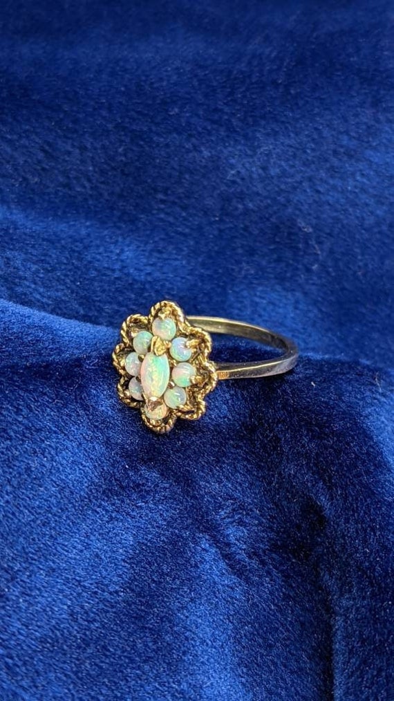 Vintage Incredible 14k Gold Natural Opal Cluster R