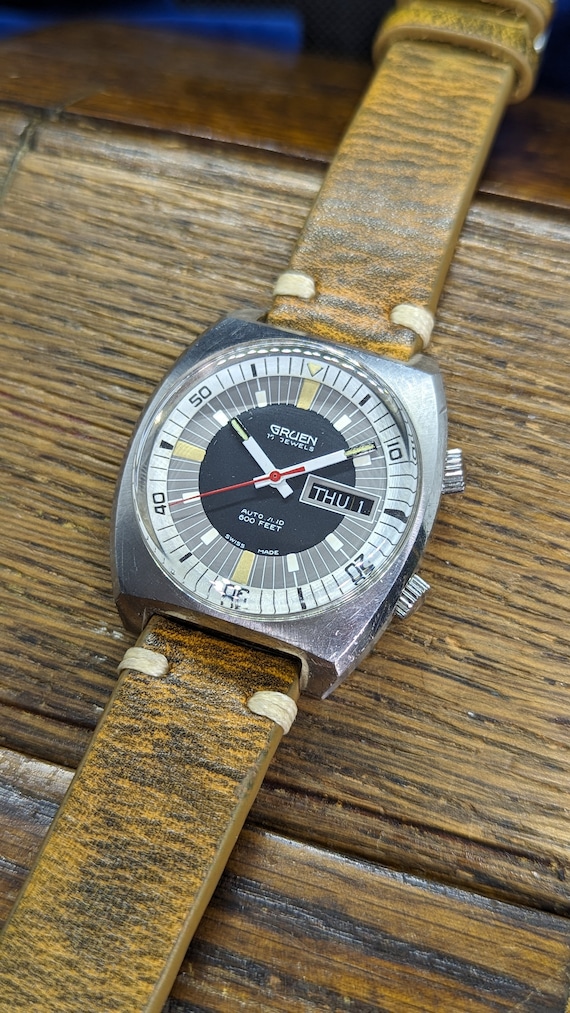 Boîtte Vintage Rare Pour Montre Gruen Precision - Cuir Rouge - Occasion - Pour Collectionneurs