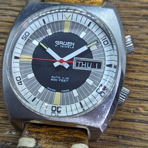 Rare Vintage 1970s Men's Gruen Compressor Diver Watch Serviced W ...