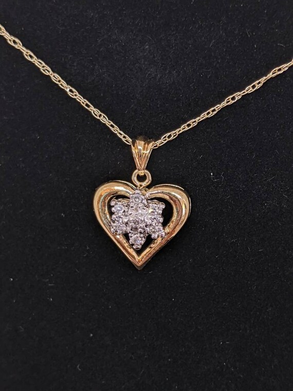 Vintage 10k Gold and Diamond Heart Pendant on 10k 