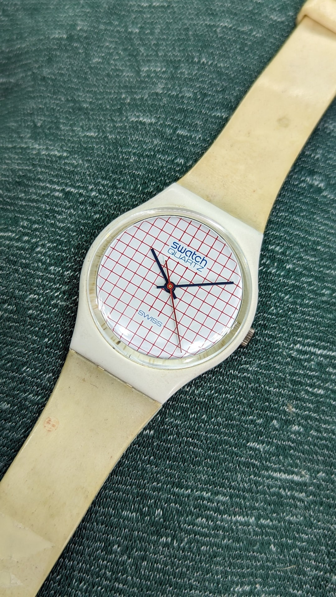 Rare Original 1983 Swatch GW100 Tennis Grid Men's Watch Working W