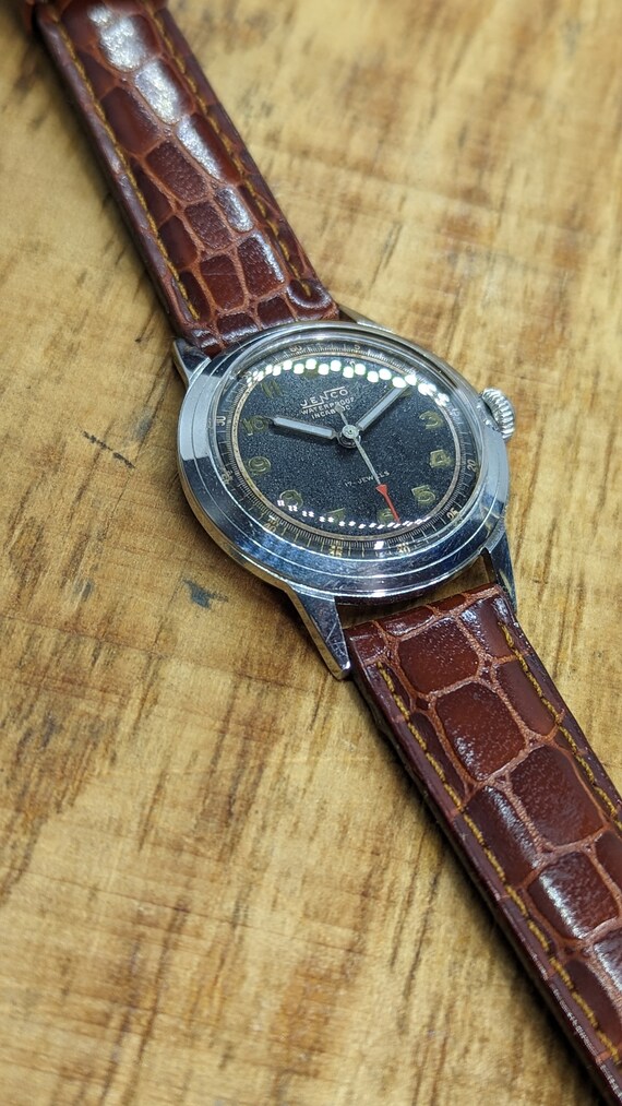 Vintage Jenco Black Dial Military Style Men's Watch R… - Gem