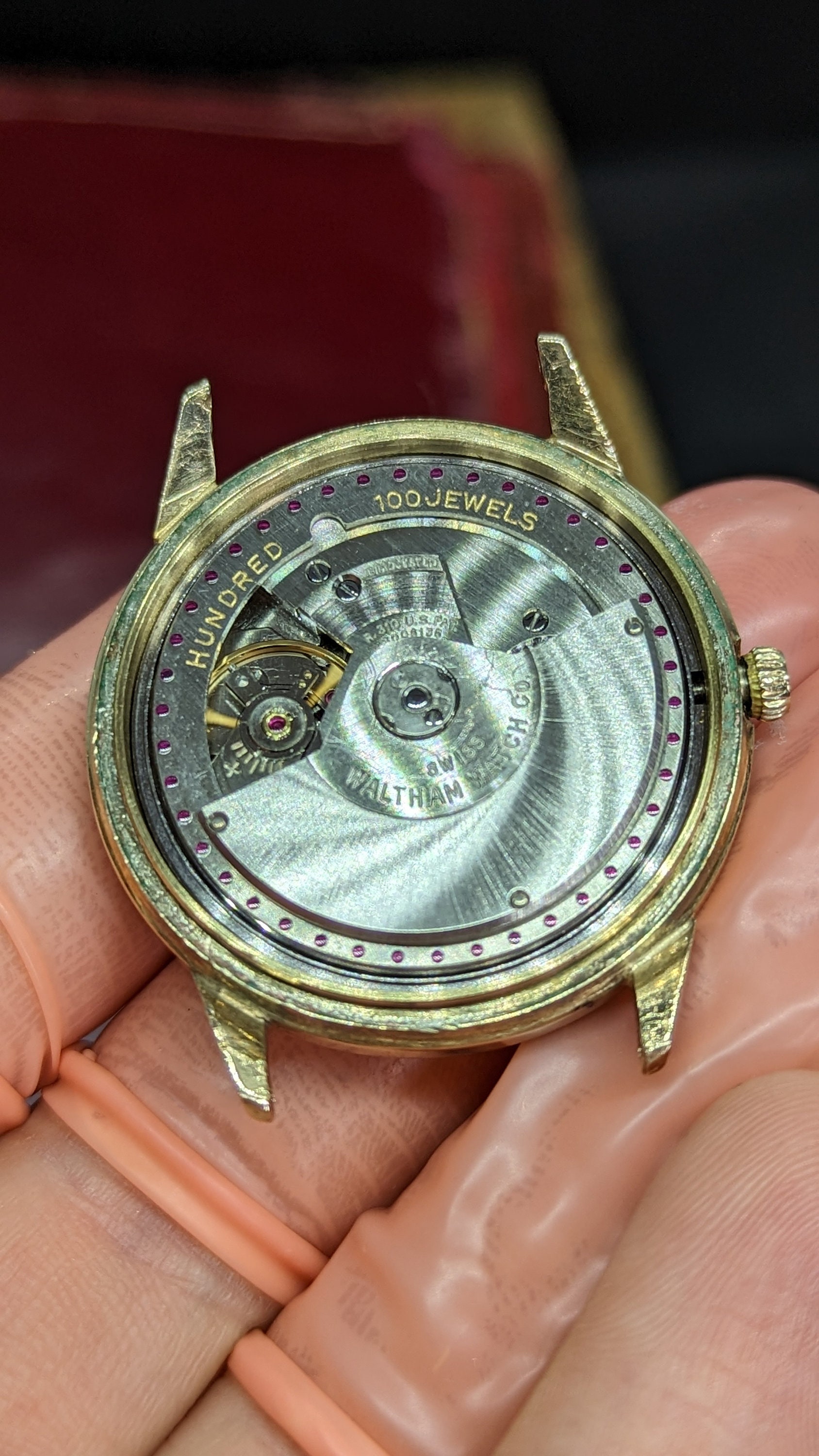 WALTHAM ゴールド 腕時計 メッシュバンド12k gf 44160.26 Vintage Mens WALTHAM Round Gold Tone Day and Date Watch For