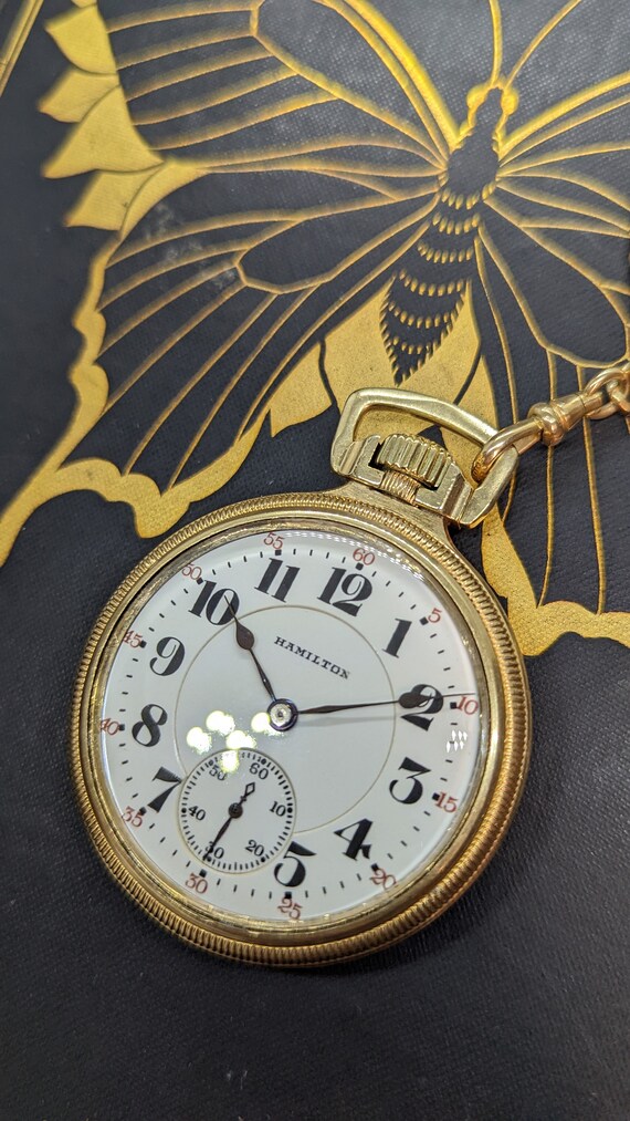 Robust Vintage Hamilton Men's Pocket Watch Gold Fille… Gem