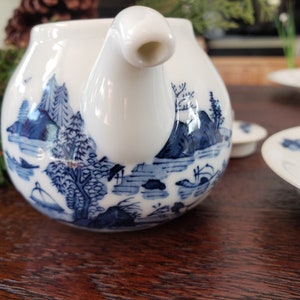 Small Vintage Blue & White Japanese Teapot