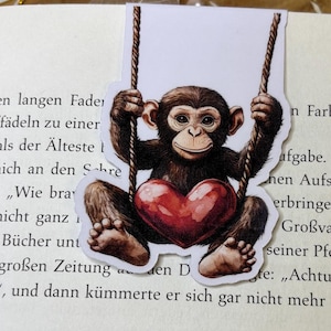 Marcapáginas magnético de mono, bonito marcapáginas, regalo para amantes de los libros, personalizado, regalo para amantes de los monos, regalo de San Valentín para novias, planificador, amante de los animales