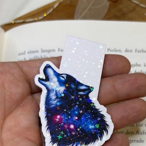 Magnetic wolf Bookmark, holographic Bookmark, Book lover gift, Personalized, dog lover gift, Planner accessory