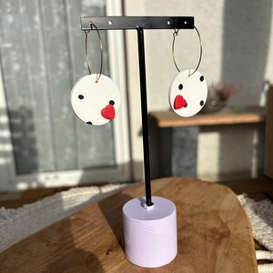 Striped Polymer Clay Earrings – Handmade Lightweight Statement Earrings – Colorful Clay Jewelry, gift for her, cute summer statement earring