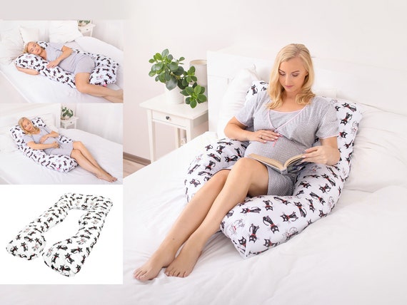 Premium Cotton U Shape Pregnancy Pillow Full Body Type U Removable Cover  Double Sided Sleeping Pillow Maternity Pillow Positioning Pillow 