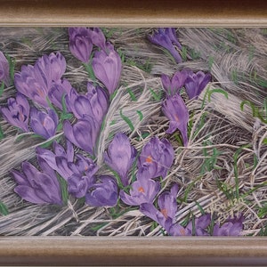 Original Painting Spring Flowers Crocus painting on canvas