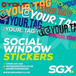 Social Tag Facebook Instagram Insta Logo Car Window Vinyl Decal Stickers Custom PAIR