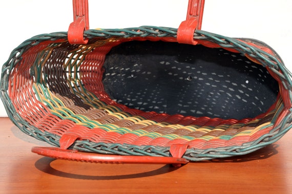 Soviet vintage wicker plastic basket, 1970s - image 7