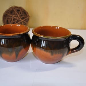 Set of 2 Vintage Ceramic Mugs – USSR, 1980s | Retro Soviet Pottery Cups