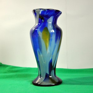 Vintage Soviet Blue Glass Vase – 1970s – Murano Style – Elegant Retro Home Décor