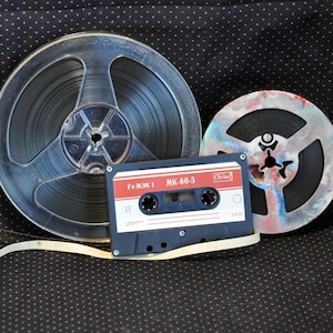 Vintage Soviet Media Set – Reel-to-Reel Tape, Cassette, and 8mm Film, the 1980s