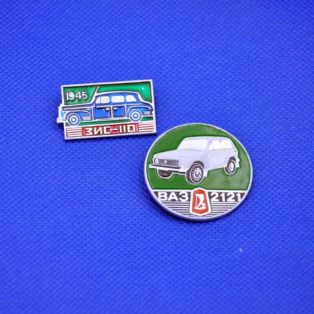 Set of 2 Vintage Soviet Car Enamel Pins, USSR Automotive Badges, Retro ...