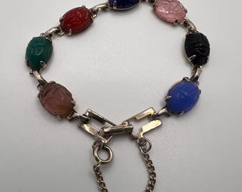 Elegant Vintage Multicolor Scarab Bracelet