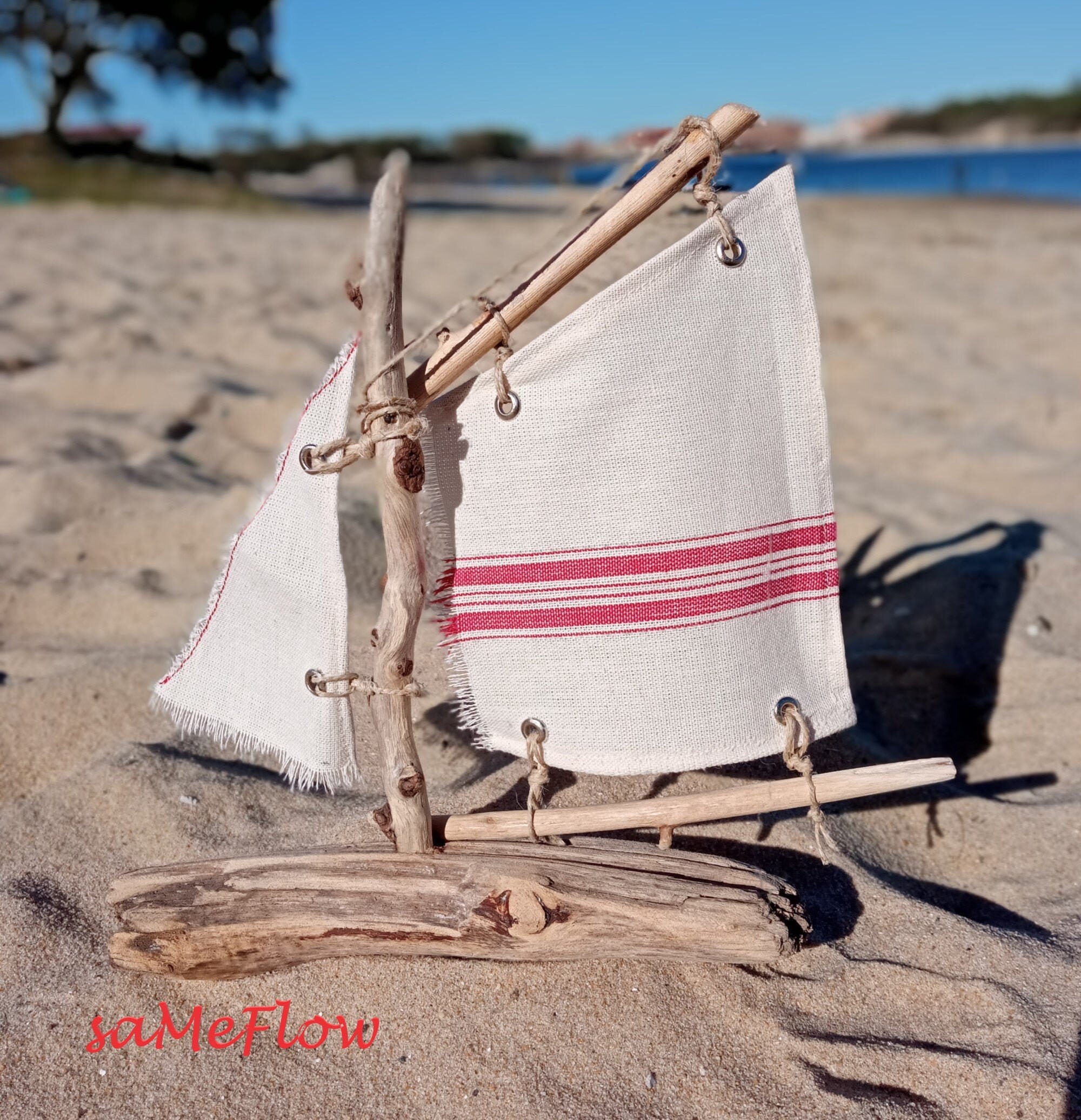 Bateau en Bois Flotté , Décoration Mer, Artisanat, Fait Main, Idée Cadeau