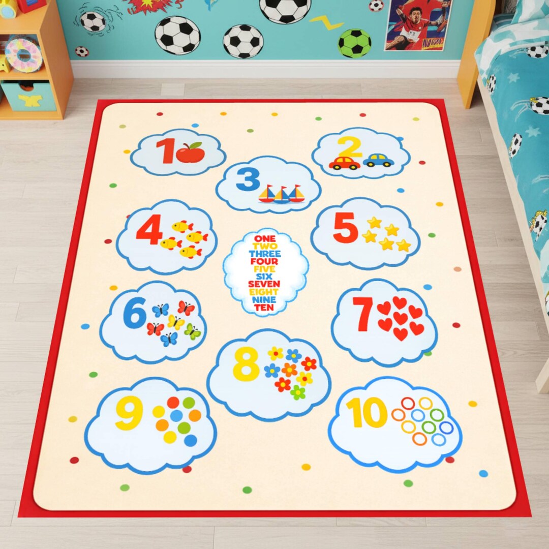 Educational Numbers Playroom Rug, Kids Learning Carpet, Preschool Math ...