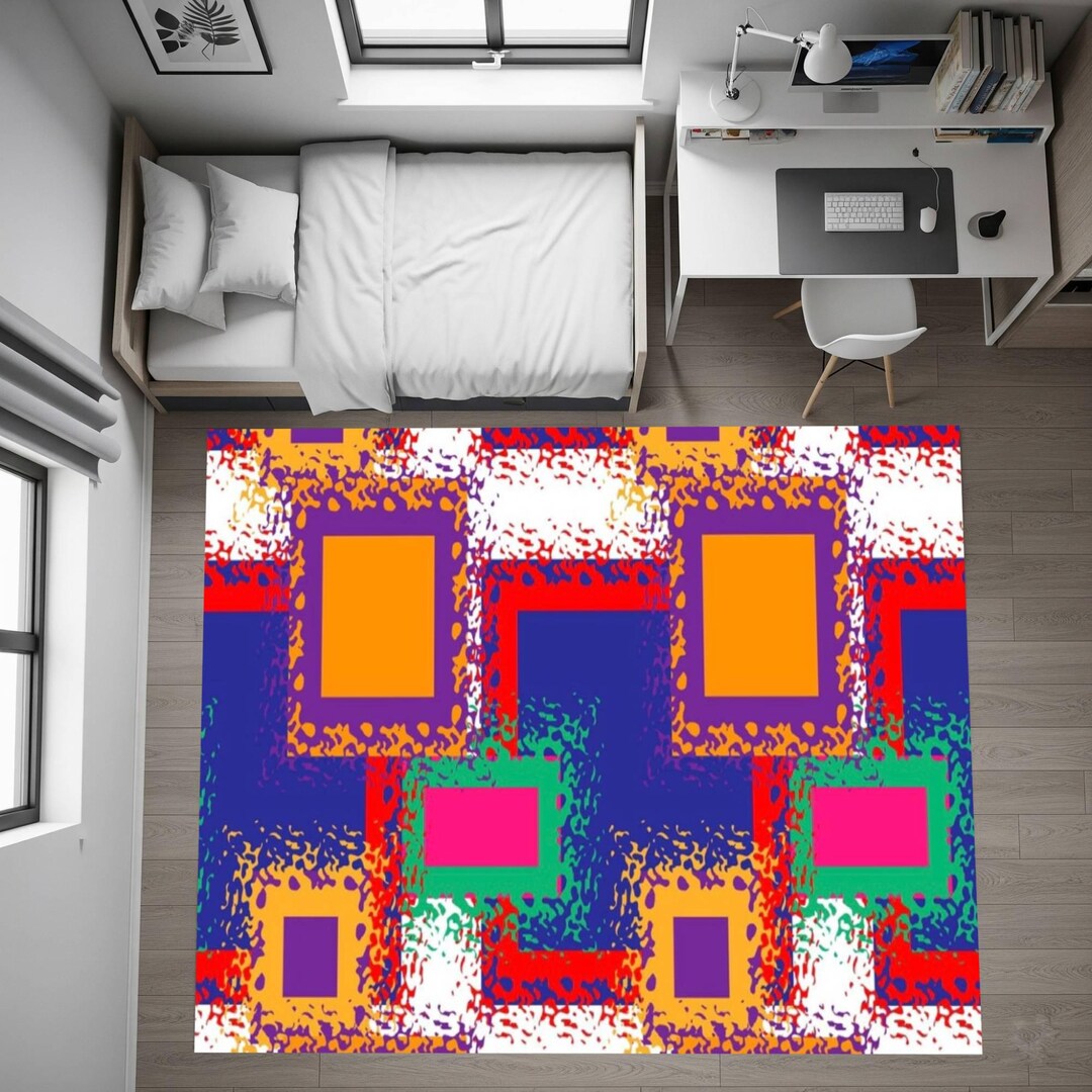 Colorful Geometric Rug for Kids Room, Modern Abstract Carpet for ...