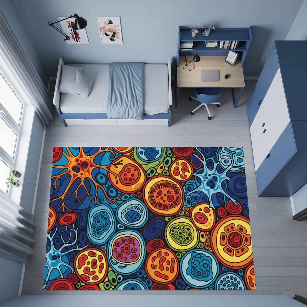 A Science Lab Rug Cell Pattern Kids Rug: Biology Classroom Decor, Science Play Mat - Etsy